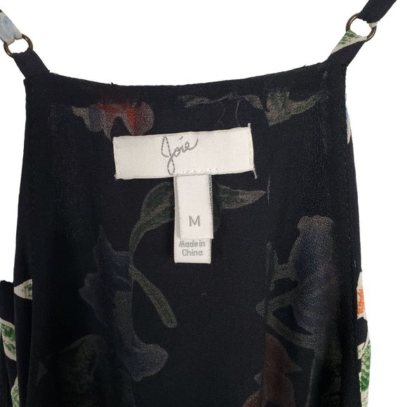 Joie Sz M Dress Deme Silk Chiffon Faux Wrap Hi Lo Flowing Midi Ruffle Hem Floral - Picture 8 of 11